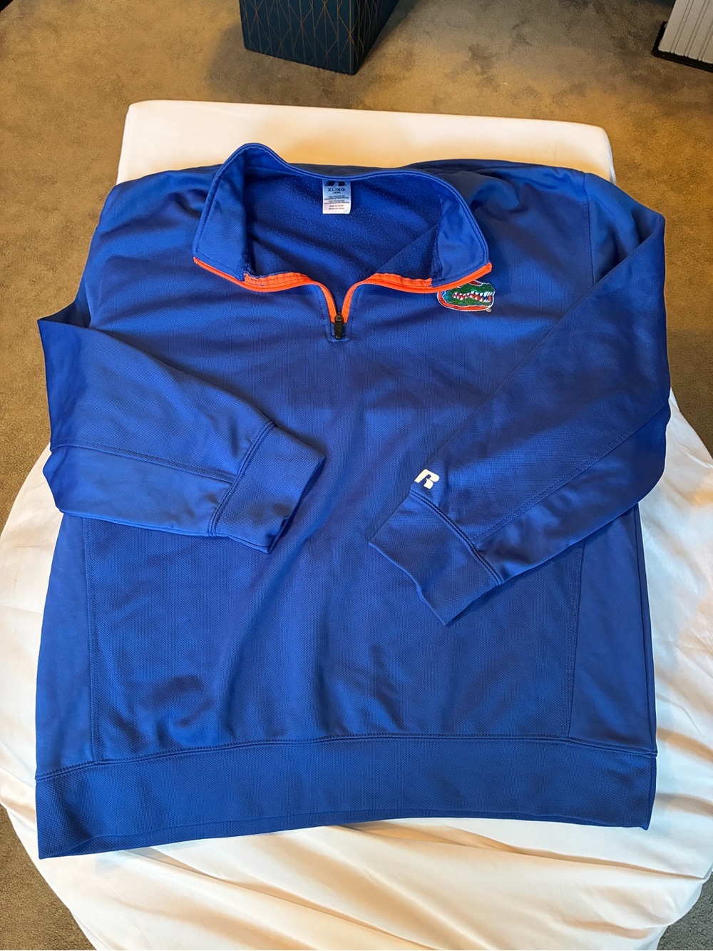 Russell Athletic Royal Blue Quarter-Zip with Orange Trim & Patch